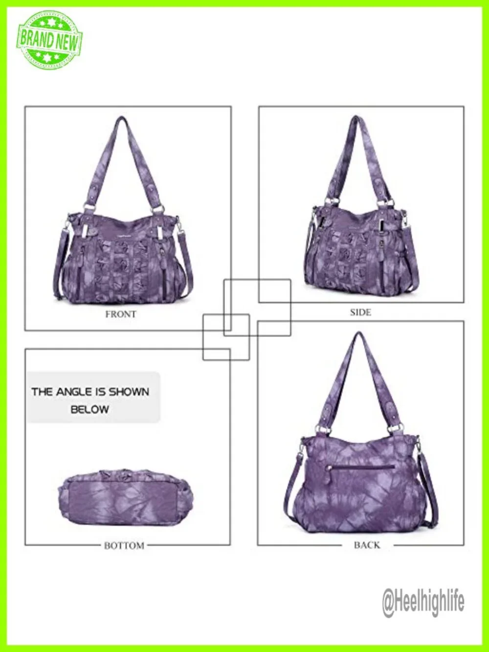 Soft PU Leather Hobo Shoulder Bag with Long Handles